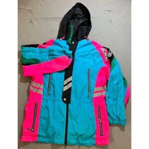 Vintage Robbe‎ Skiwear Jacket Mens L Blue Full Zip Insulated Hooded Parka Coat.